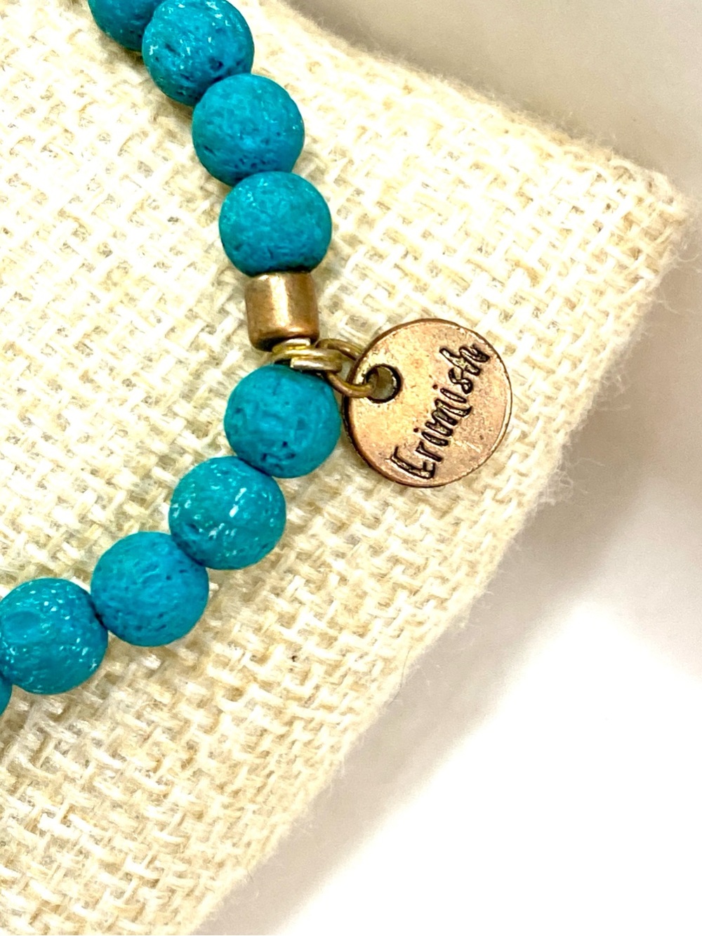 Erimish Turquoise Beaded Tassel Bracelet with Antique Gold Accents - Picture 3 of 5
